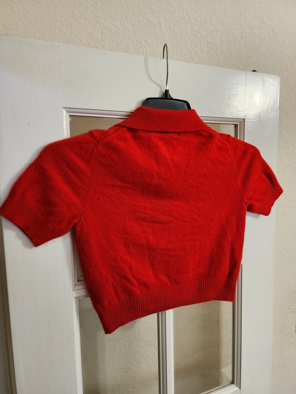 House of Harlow 1960 100% Cashmere Red Cropped Polo Sweater XS - Picture 4 of 9
